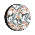 zebra flamingo orchid palm leaves Spare Tire Cover for Trailer Camper