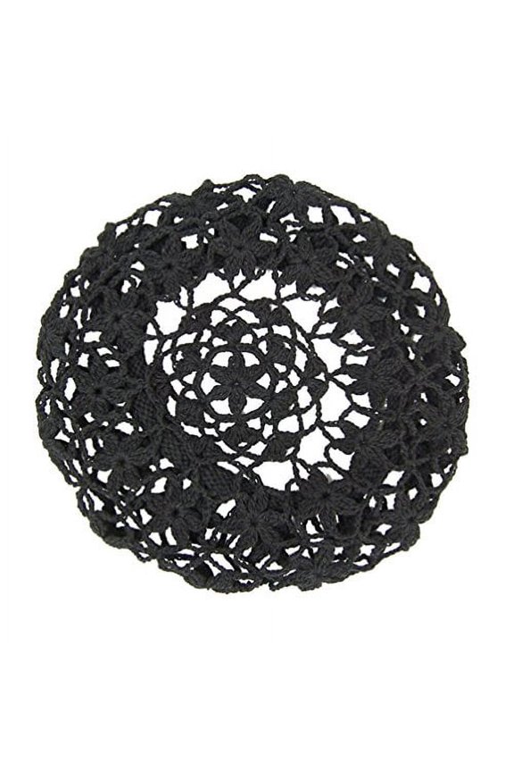 Women's Light Beret Crochet Knitted Style for Spring Summer Fall Black