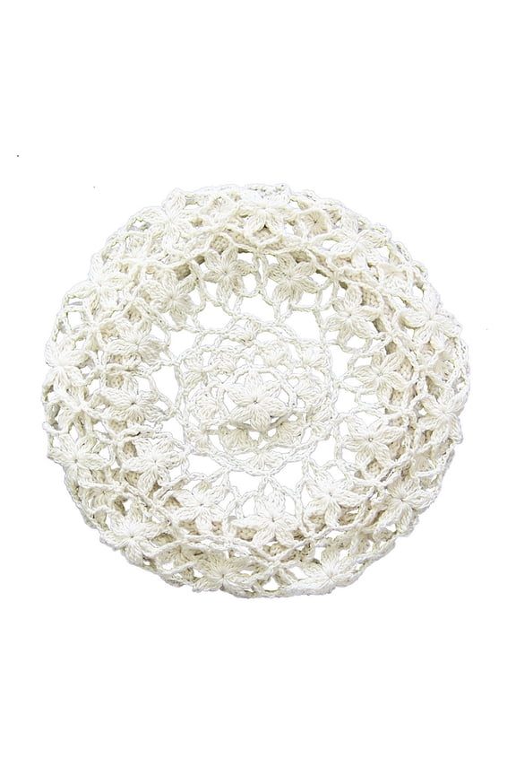 Women's Light Beret Crochet Knitted Style for Spring Summer Fall White