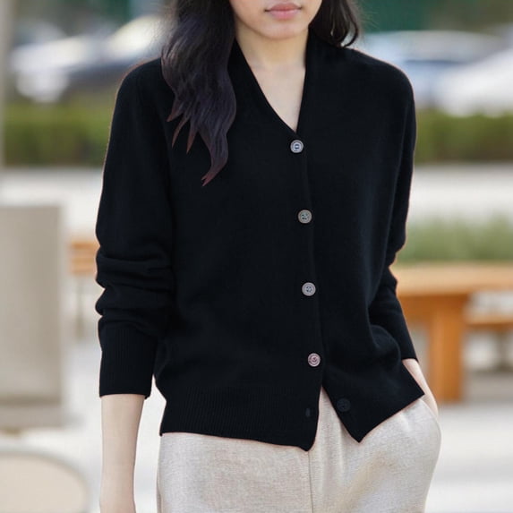 zejinsd Cardigan Sweaters for Women Casual Solid Color Loose Long Sleeved Classic Sweater Knit Cardigan Loose Fall Tops