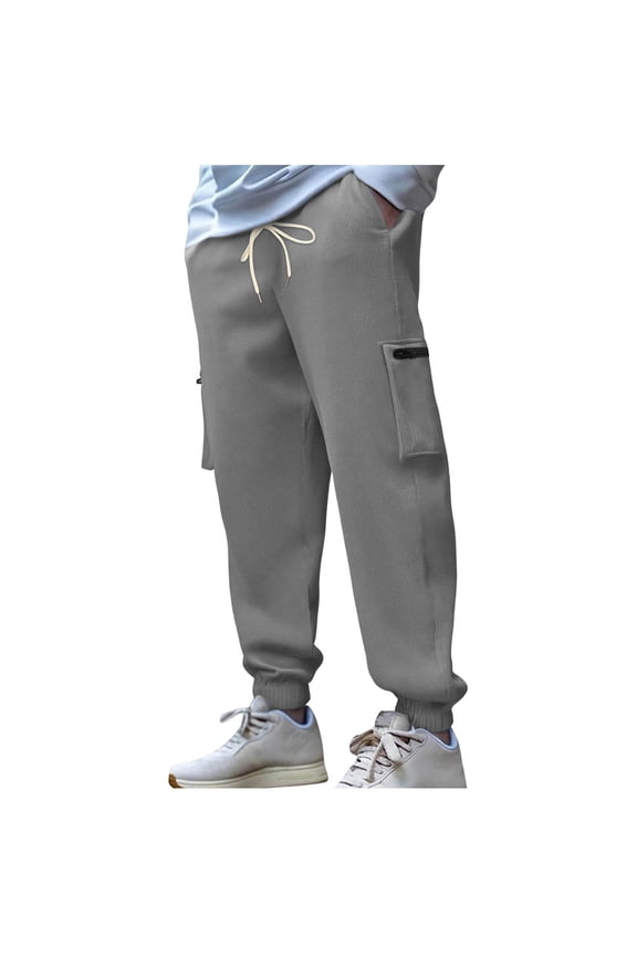 Corduroy Pants for Mens Casual Straight Tube Side Cargo Pants Loose Fit Elastic Waist Trousers