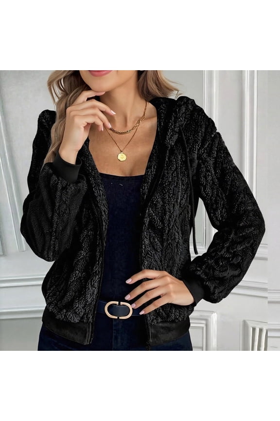 Jackets for Women's Fall Casual Cardigan Jacket Long Sleeve Warm Winter Fleece Double-faced Outwear Jackets