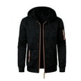 thumbnail image 1 of zejinsd Mens Jackets Lightweight Solid Color Long Sleeved Slim Fit Full Zip Hoodie Cable Knit Sweater with Pockets, 1 of 4