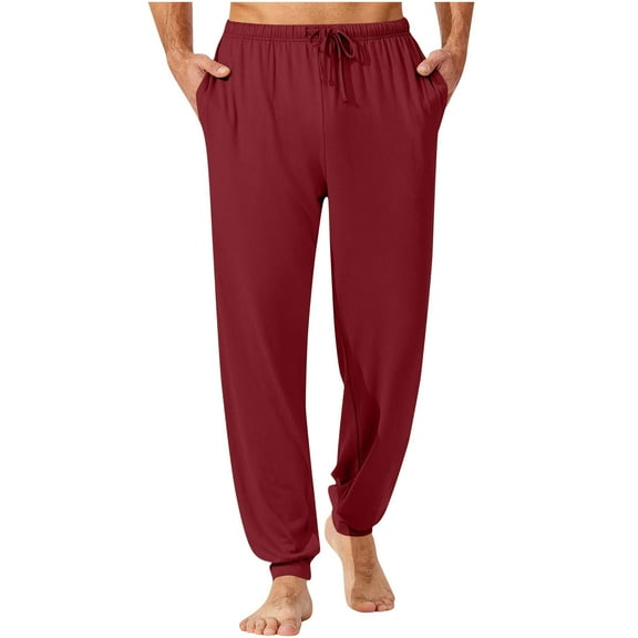 zejinsd Mens Pants Loungewear Lightweight Soft Comfy Jogger Sleep Pants Base Solid Color Long Pants with Pocket