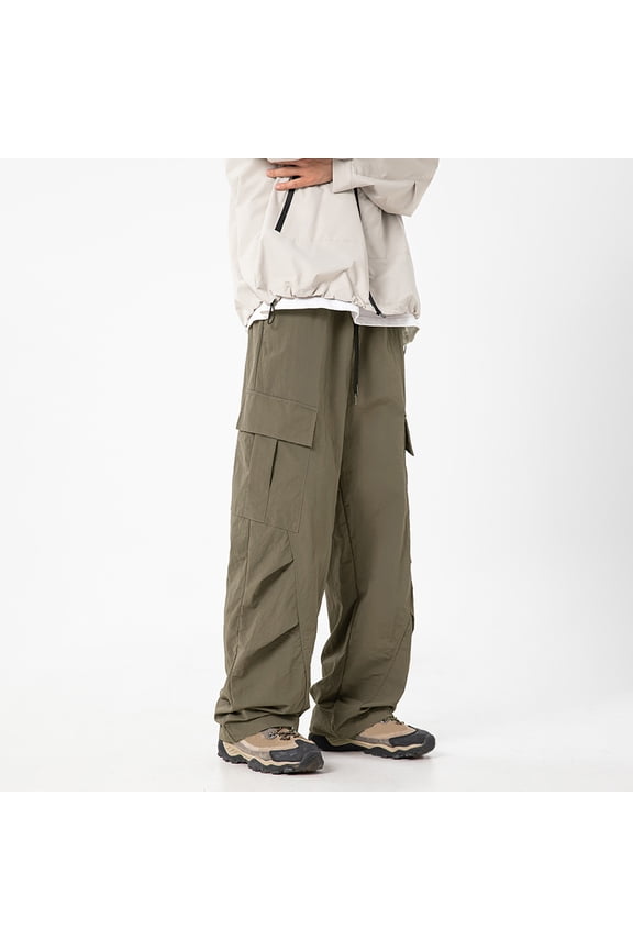 Pants for Men Crease Water Proofing Solid Casual Elastic Waist Pants Outdoors Thickening Cargo Pants