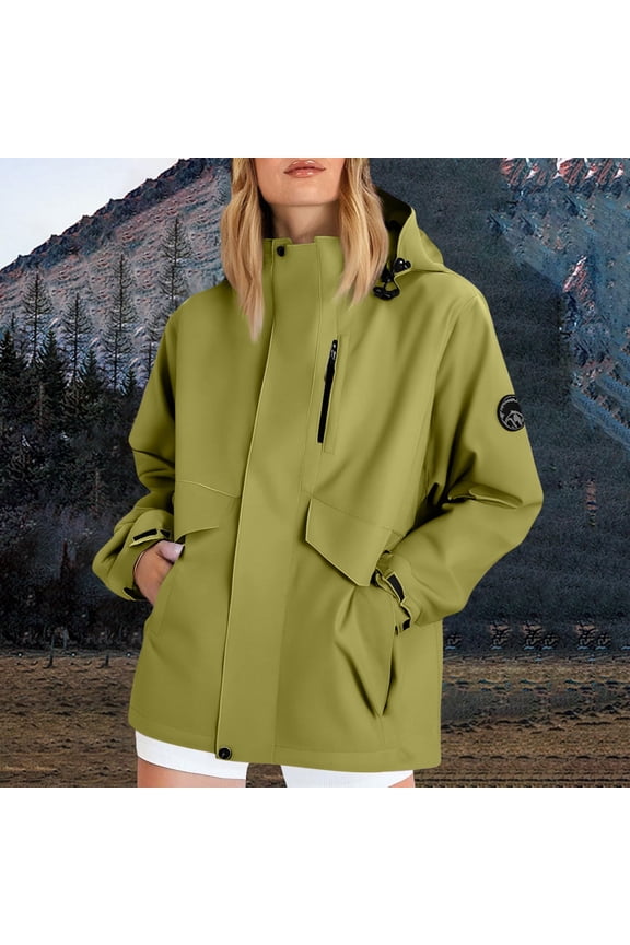 Softshell Jacket for Women Ladies' Spring and Winter Waterproof Hooded Pocket Zipper Jacket Outdoor Hiking Mountaineering Clothing Sports Jacket