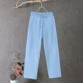 thumbnail image 1 of zejinsdPants for Women Women's Spring Solid Color Lace-Up with Linen All Straight Leg Casual Pants Flowy Wide Leg Beach Pants with Pockets, 1 of 3