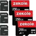 thumbnail image 1 of zekole® 256GB micro Memory Card, High-Speed Full HD Video Micro Card with Adapter (3-Pack), 1 of 7