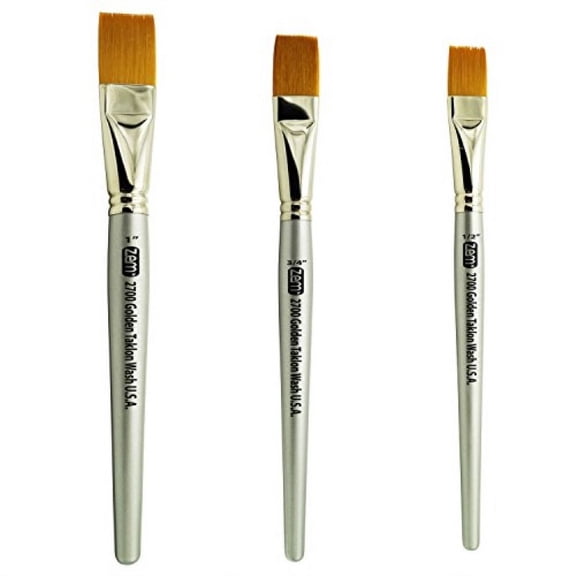 zem brush golden taklon wash brush set sizes 1/2", 3/4", 1"