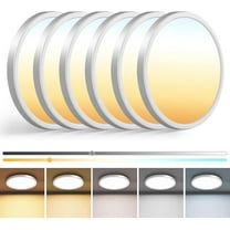 zemty 7 inch White Led Ceiling Light Fixture, 3000K/3500K/4000K/5000K/6500K Adjustable Flush Mount Light, 1500LM 15W Thin Round Recessed Lamp for Kitchen Bathroom Bedroom