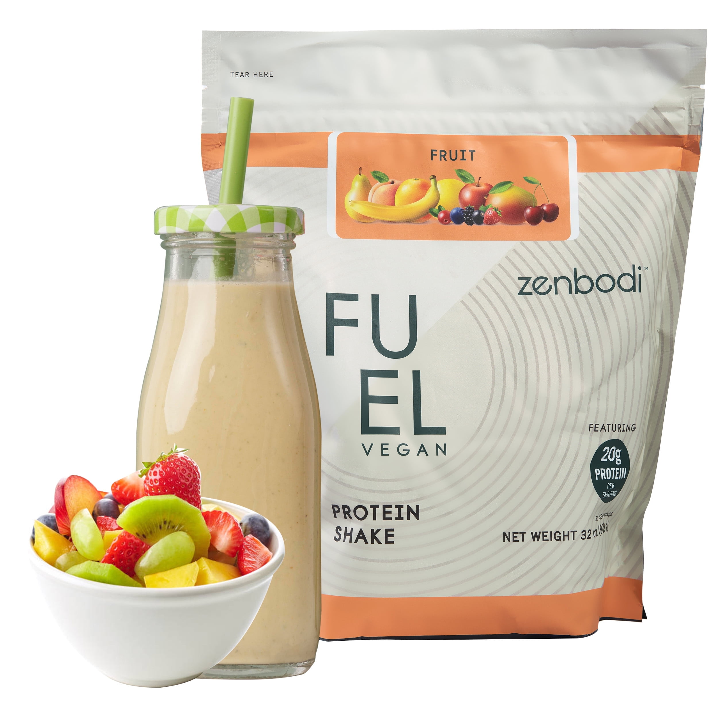 Zenbodi Fuel Vegan Protein Powder Fruit Flavor - 21g of Protein Each Serving, Delicious Plant-Based Blend for Muscle Growth, Crafted from Pea, with Vegan D3, No Artificial Flavors, Gluten-Free