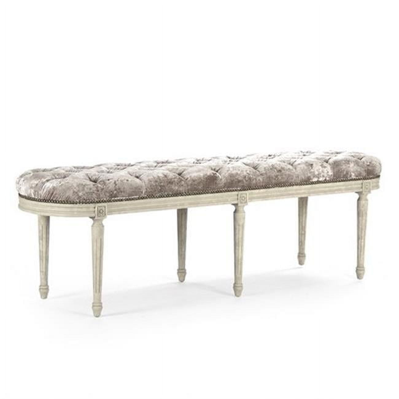 zentique zen03 309 a michel tufted bench, crushed champagne velvet - 62 x 20 x 16 in.