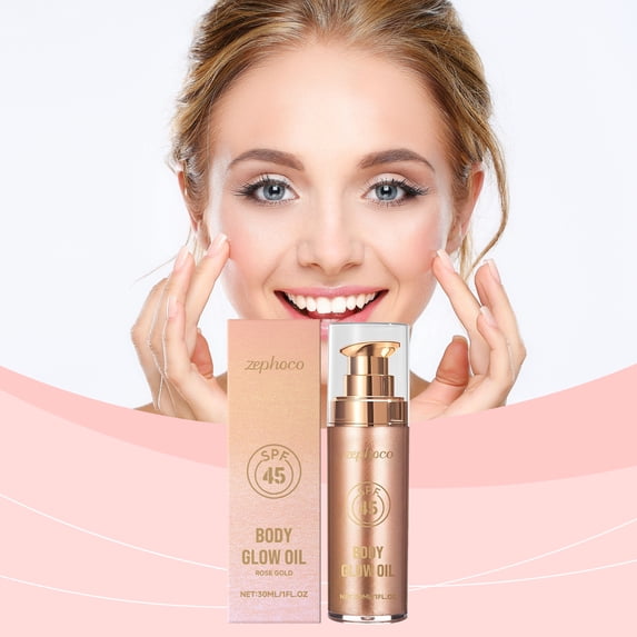 zephoco Rose Gold Coconut Protective Sparkling Body Oil Summer Protective Moisturizing Radiant Non-Greasy Body Oil
