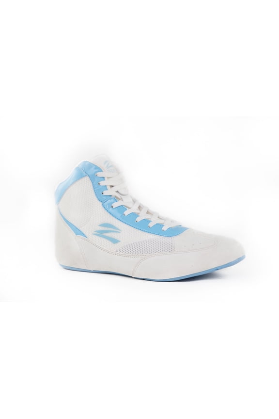 Women's MatLady Wresting Shoe, White/Light Blue, 9
