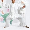 thumbnail image 1 of zeranth 2Pcs/Set Unisex Button Placket Shirt Loose Solid Color Chinese Traditional Tai Chi Suit Kung Fu Wear, 1 of 7