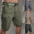 thumbnail image 1 of zeranth Cargo Shorts Knee Length Solid Color Men Thin Pockets Shorts for Daily Wear, 1 of 7