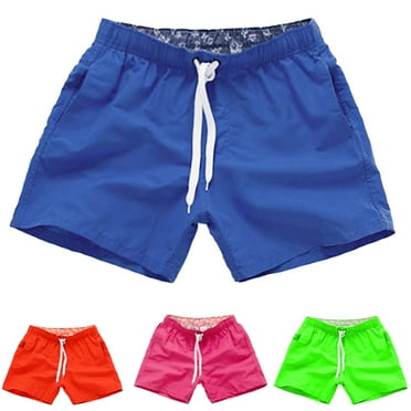 zeranth Casual Solid Color Summer Beach Shorts Pants Men Drawstring Swimming Trunks