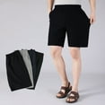 thumbnail image 1 of zeranth High-Waist Elastic Waistband Men Shorts Zipper Pockets Wide Leg Solid Color Mid-aged Ice Silk Sports Shorts, 1 of 7