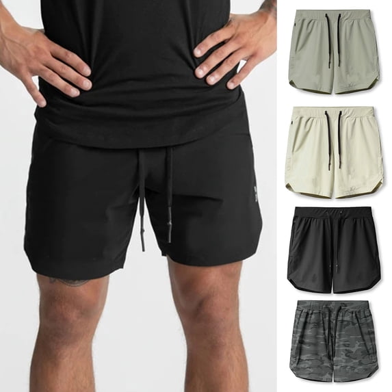zeranth Men Beach Shorts Elastic Waist Zipper Pockets Drawstring Soft Thin Workout Breathable Solid Color Jogging Sweatpants Men Clothes