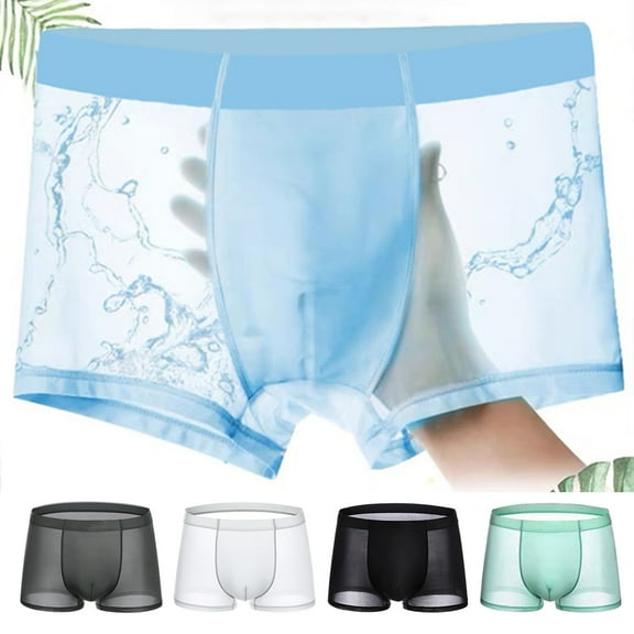 zeranth Men Boxer Underwear Mid-rise Elastic Waistband Short Briefs Breathable Smooth Lines Solid Color U-Convex Panties