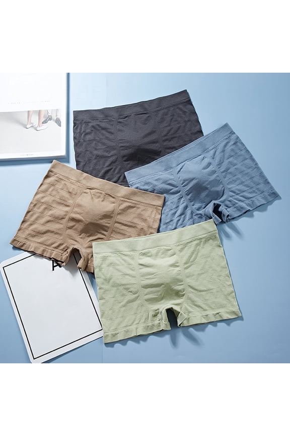 Men Boxers Breathable Elastic Solid Color U Convex Thin Daily Wear Anti-septic Seamless Summer Underpants Male Inner Wear Clothes