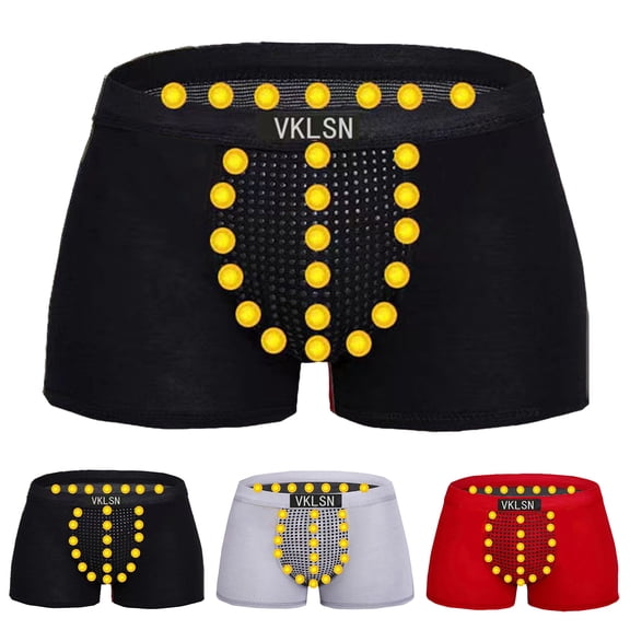 zeranth Men Boxers Sweat Absorption U Convex Magnetic Physiological Underwear Massage Solid Color Plus Size Men Underpants Inner Wear Clothes