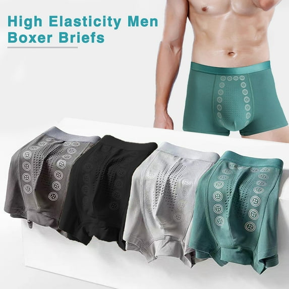zeranth Men Boxers U Convex Particle Massage Thin Mid Waist Moisture-wicking No Constraint Soft Breathable Men Underpants Underwear