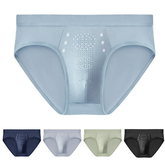 zeranth Men Briefs Hollow Out Small Holes Super Breathable High Elasticity Band Low Waist Anti-septic Solid Color Plus Size Particle Massage Male Underpants Inner Wear Clothes