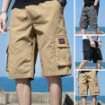 thumbnail image 1 of zeranth Men Cargo Shorts Loose Straight Multi Pockets Elastic Waist Casual Knee Length Deep Crotch Breathable Men Summer Sport Streetwear Shorts, 1 of 7