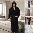 thumbnail image 1 of zeranth Men Hooded Bathrobe with Adjustable Belt Super Soft Fluffy Highly Absorbent Solid Color Pocket Design Male Bathrobe, 1 of 7