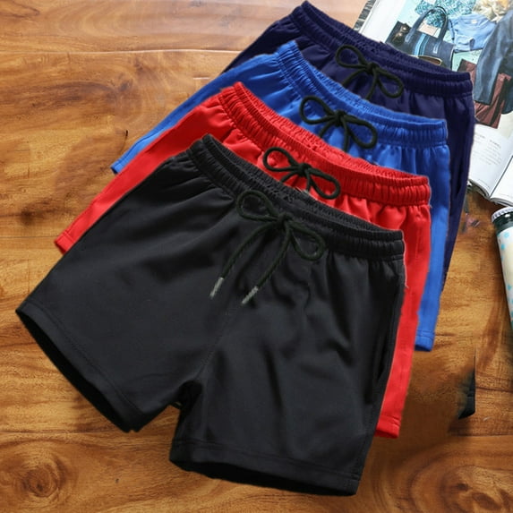 zeranth Men Running Shorts Elastic Waist Drawstring Gym Short Pants Solid Color Wide Leg Outdoor Shorts Streetwear
