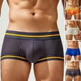 thumbnail image 1 of zeranth Men Summer Boxer Briefs Mid-rise Solid Color Ribbed Boxer Underwear Solid Color Slim Fit U-convex 3D Cutting Panties, 1 of 6