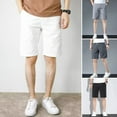 thumbnail image 1 of zeranth Men Summer Casual Shorts Elastic Waist Adjustable Drawstring Cargo Shorts with Pockets Solid Color Wide Leg Knee-length Short Pants, 1 of 7