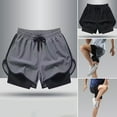 thumbnail image 1 of zeranth Men Summer Fitness Shorts Elastic Drawstring Waistband Pockets Shorts Solid Color Fake Two Pieces Quick-drying Sports Shorts, 1 of 7