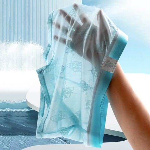 zeranth Men Summer Shorts Briefs Mid-rise Elastic Waist Thin Underwear Transparent Mesh Ice Silk Seamless Solid Color Quick Drying Shorts Panties