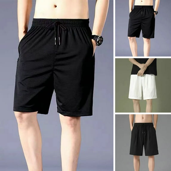 zeranth Men Summer Shorts Quick Dry Breathable Elastic Waist Pocket Drawstring Sports Thin Mesh Cooling Summer Short Pants Male Clothes
