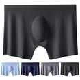 thumbnail image 1 of zeranth Men Thin Boxers Seamless See-through Soft Solid Color Mid Waist Ice Silk U Convex Soft Plus Size Elastic Quick Dry Moisture-wicking Men Underpants Underwear, 1 of 6