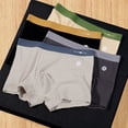 thumbnail image 1 of zeranth Men Thin Boxers Seamless Soft Contrast Color Mid Waist Cotton U Convex Striped Soft Plus Size Elastic Quick Dry Moisture-wicking Men Underpants Underwear, 1 of 7