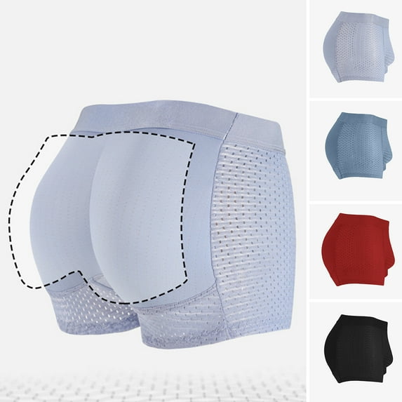 zeranth Men Trunks Built-in Fake Butt Hip Lifter Enhancer Shorts Briefs Padded U Convex Pouch Mid-rise Underwear Shapewear Underpants