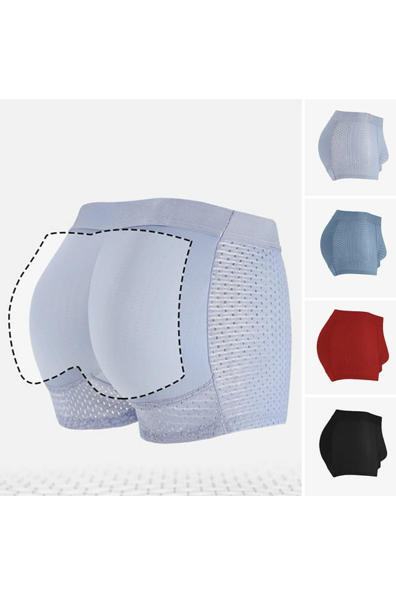 Men Trunks Built-in Fake Butt Hip Lifter Enhancer Shorts Briefs Padded U Convex Pouch Mid-rise Underwear Shapewear Underpants