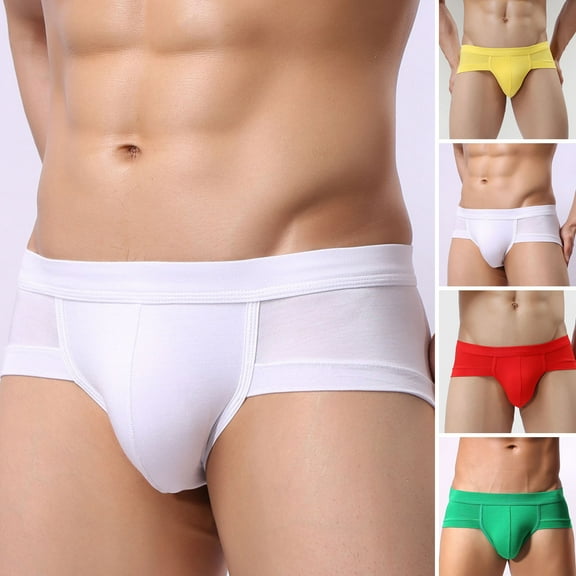 zeranth Men Underpants Low Waist Solid Color Thin U Covex Soft Breathable High Elastic Anti-septic Quick Dry No Constraint Pouch Men Briefs Male Underwear