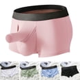 thumbnail image 1 of zeranth Mid-Rise Elastic Waistline Men Panties Simple Patchwork Color U Convex Shorts Briefs, 1 of 7
