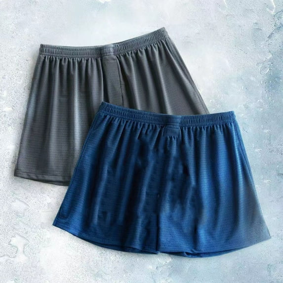 zeranth Mid-rise Elastic Waistband Ice Silk Breathable Holes Sleeping Shorts Men Summer Casual Short Pajama Pants
