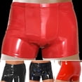 thumbnail image 1 of zeranth Mid-rise Elastic Waistband Men Panties U Convex Thin Stretchy Sexy Solid Color Faux Leather Shorts Briefs Daily Wear, 1 of 7