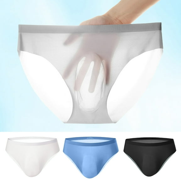 zeranth Summer Ultra-Thin Ice Silk Sexy Men Briefs Translucent Low-rise Seamless 3D U Convex Breathable Panties