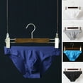 thumbnail image 1 of zeranth U Convex Solid Color Seamless Men Briefs Summer Ice Silk Low Waist Panties, 1 of 1