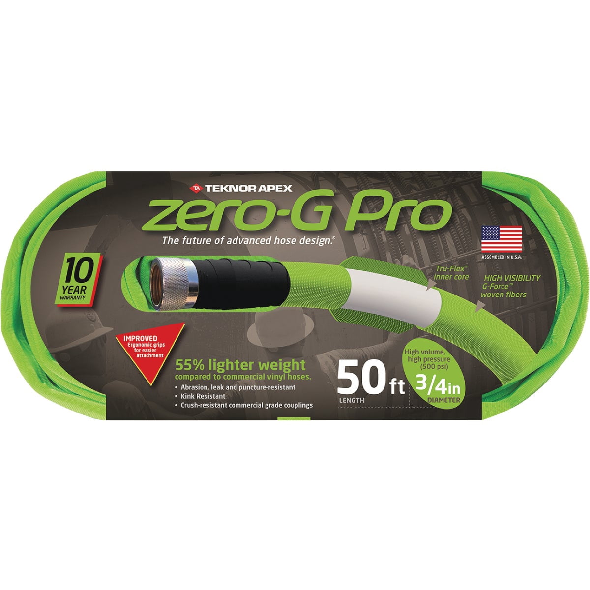 zero-G Pro, 4300-50, Lightweight, Ultra Flexible, Durable, Kink-Resistant Garden Hose, 3/4" x 50', Green
