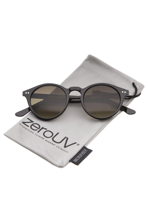 - Classic Horn Rimmed Keyhole Nose Bridge P3 Round Sunglasses 46mm - 46mm