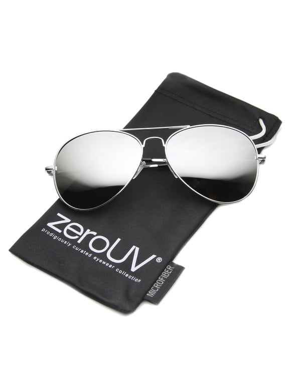 - Classic Metal Frame Spring Hinges Color Mirror Lens Aviator Sunglasses - 58mm