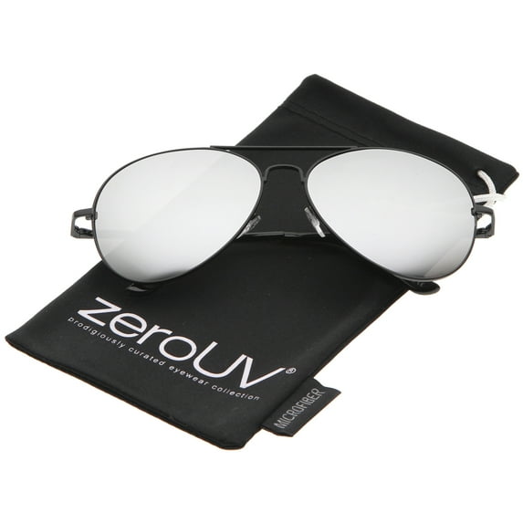 zeroUV - Classic Metal Frame Spring Hinges Color Mirror Lens Aviator Sunglasses - 58mm